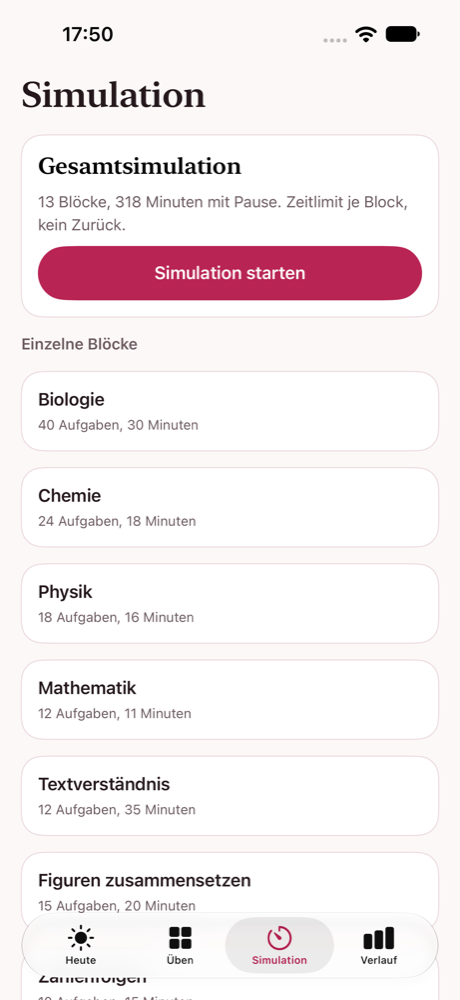 Simulation in der Kittel App